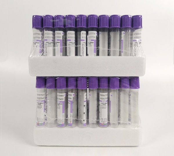 血のコレクションの管のガラスびんの容器の試験管2MLの紫色の帽子明確なガラスBDの管100pcs/Trayの製造者